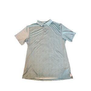 PGA Tour Pro Series Men's Large Blue Flamingo Print Polo Athletic Golf‎ Shirt